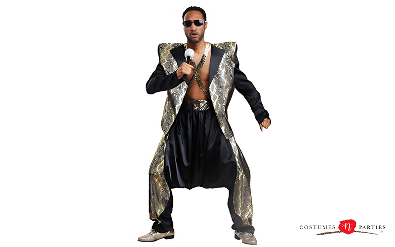 Man wearing a classic 90s pop star costume